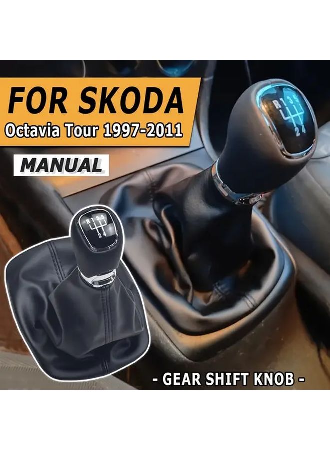 Skoda Octavia 1997 2011 غطاء مقبض ناقل الحركة اليدوي بـ 6 سرعات من جلد PU الأسود - Image 3